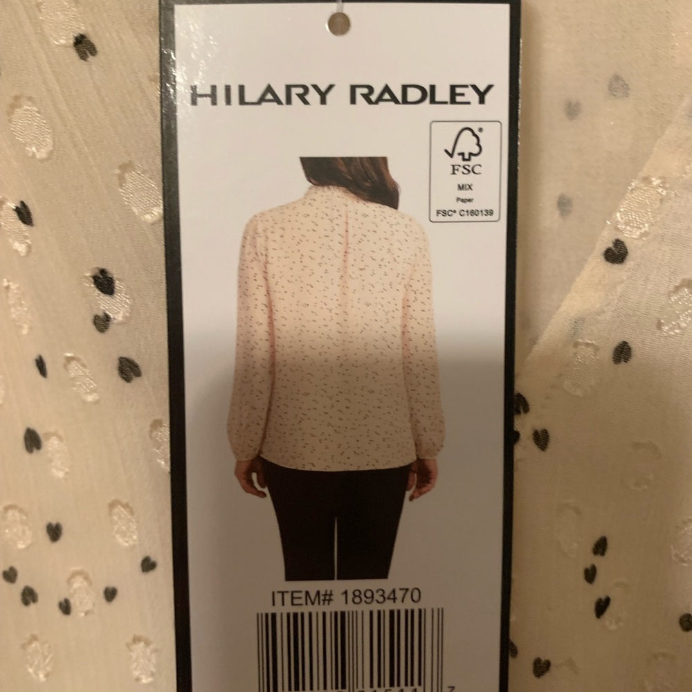 New Hilary Radley Cream Blouse with Black Dots and Long Sleeves. Size XL - Picture 4 of 9